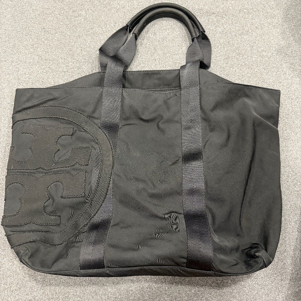 Tory Burch Nylon Black Zippered Tote Bag